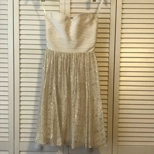 White & Gold Strapless Dress